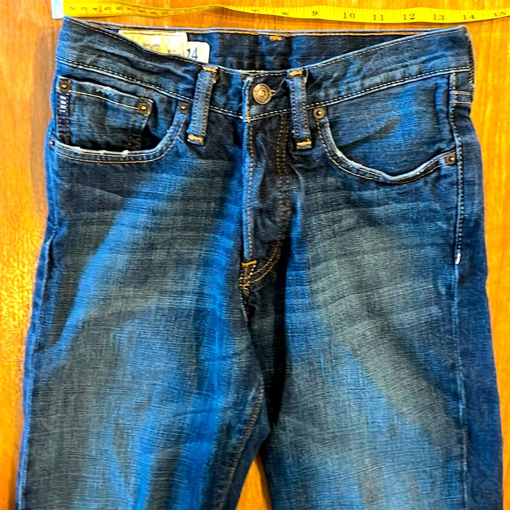 Abercrombie Kids slim 14 button fly blue jeans
